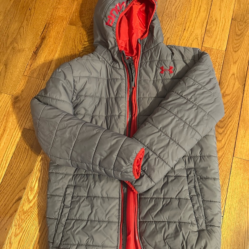 Under Armour Gray & Red Puffer Jacket